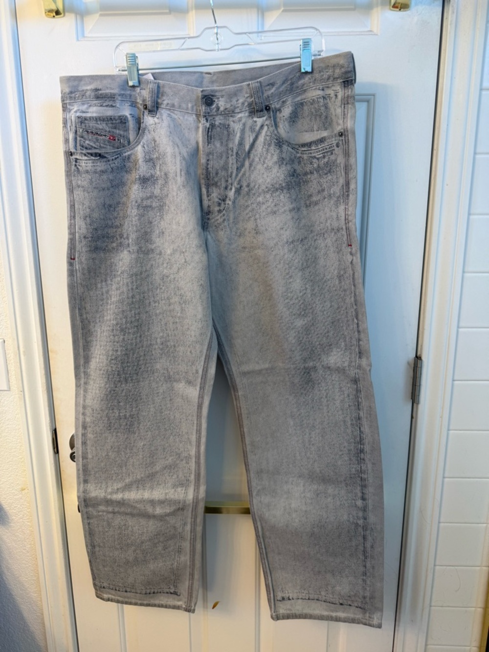 Diesel Light Gray Washed Straight Jeans